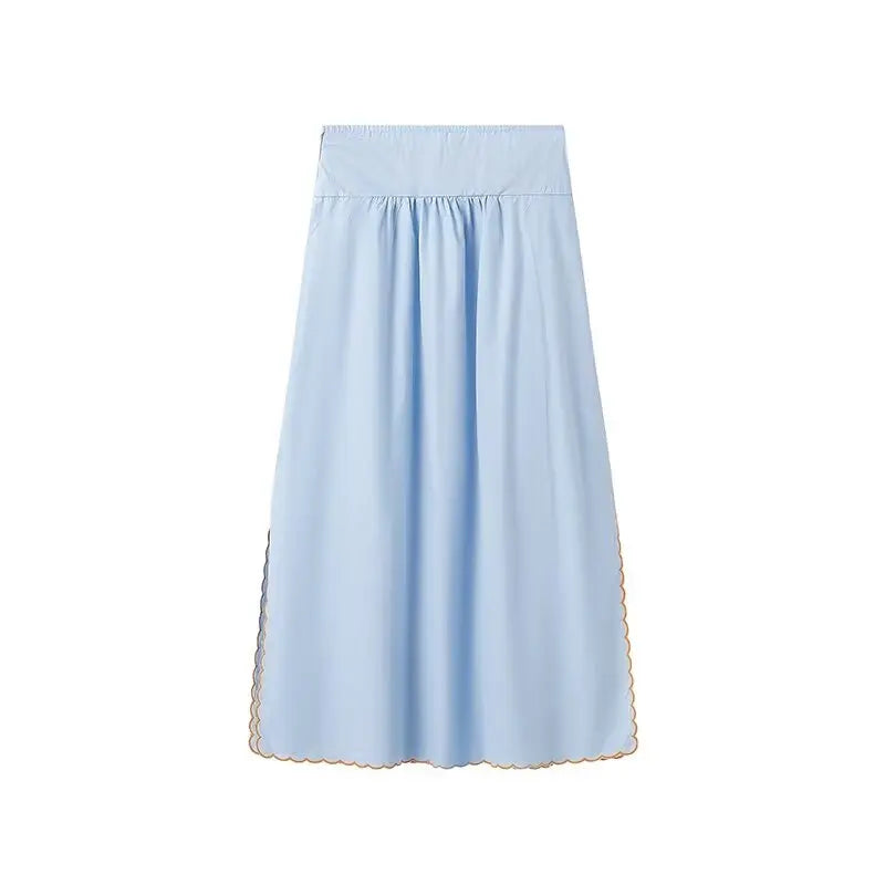 Women's Casual Elegant Retro Embroidered Strap Crop Top and Short Skirt Set