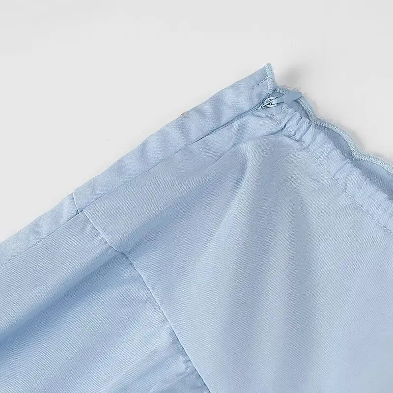 Women's Casual Elegant Retro Embroidered Strap Crop Top and Short Skirt Set