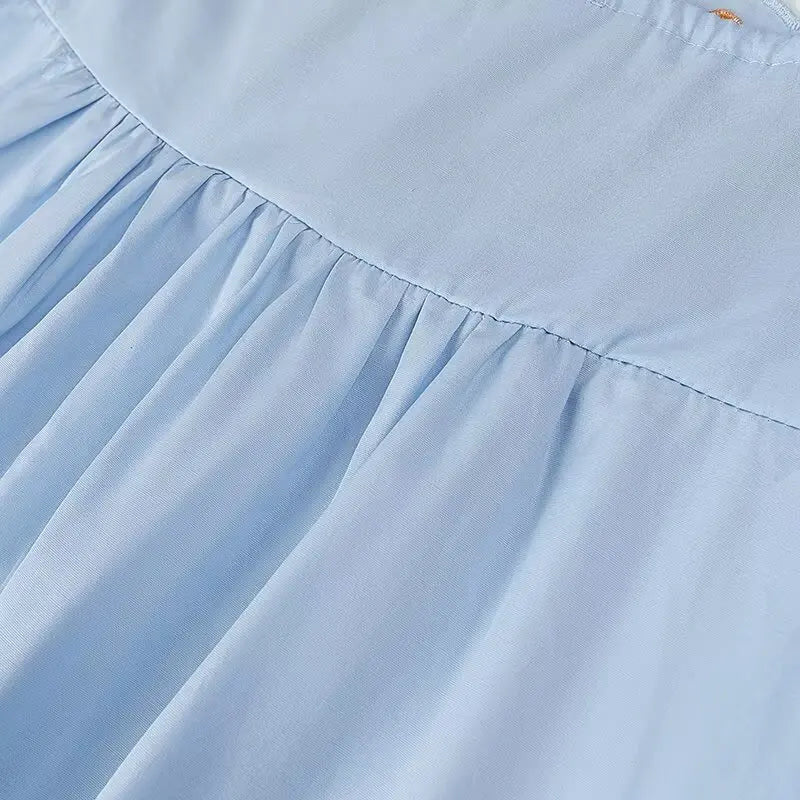 Women's Casual Elegant Retro Embroidered Strap Crop Top and Short Skirt Set