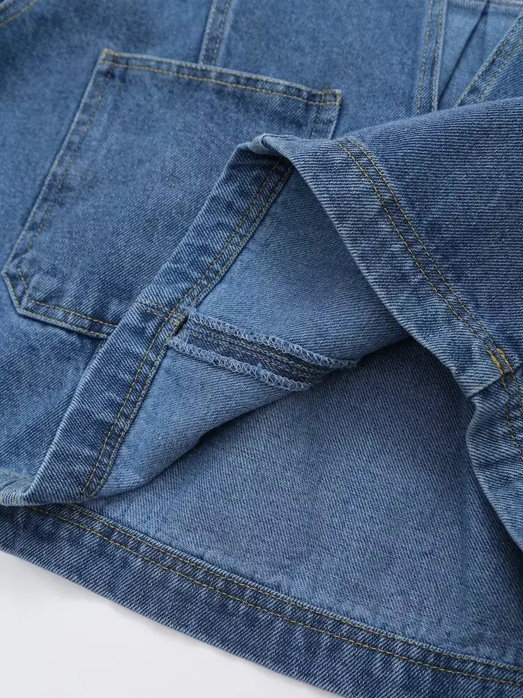 Chic Versatile Women's Casual Denim Shirt and Mini Skirt Set for Stylish Everyday Wear