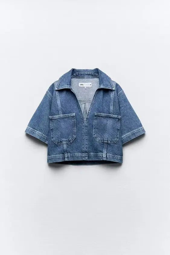 Chic Versatile Women's Casual Denim Shirt and Mini Skirt Set for Stylish Everyday Wear