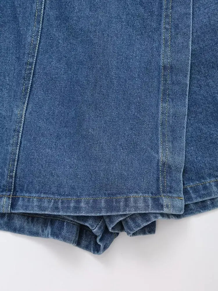 Chic Versatile Women's Casual Denim Shirt and Mini Skirt Set for Stylish Everyday Wear