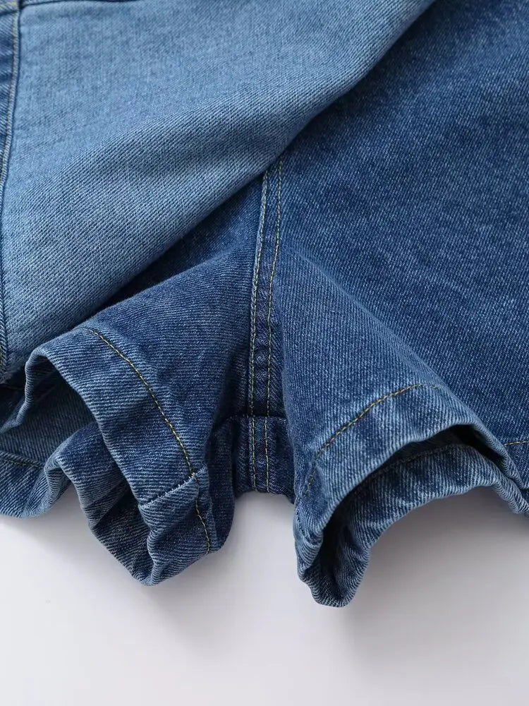 Chic Versatile Women's Casual Denim Shirt and Mini Skirt Set for Stylish Everyday Wear