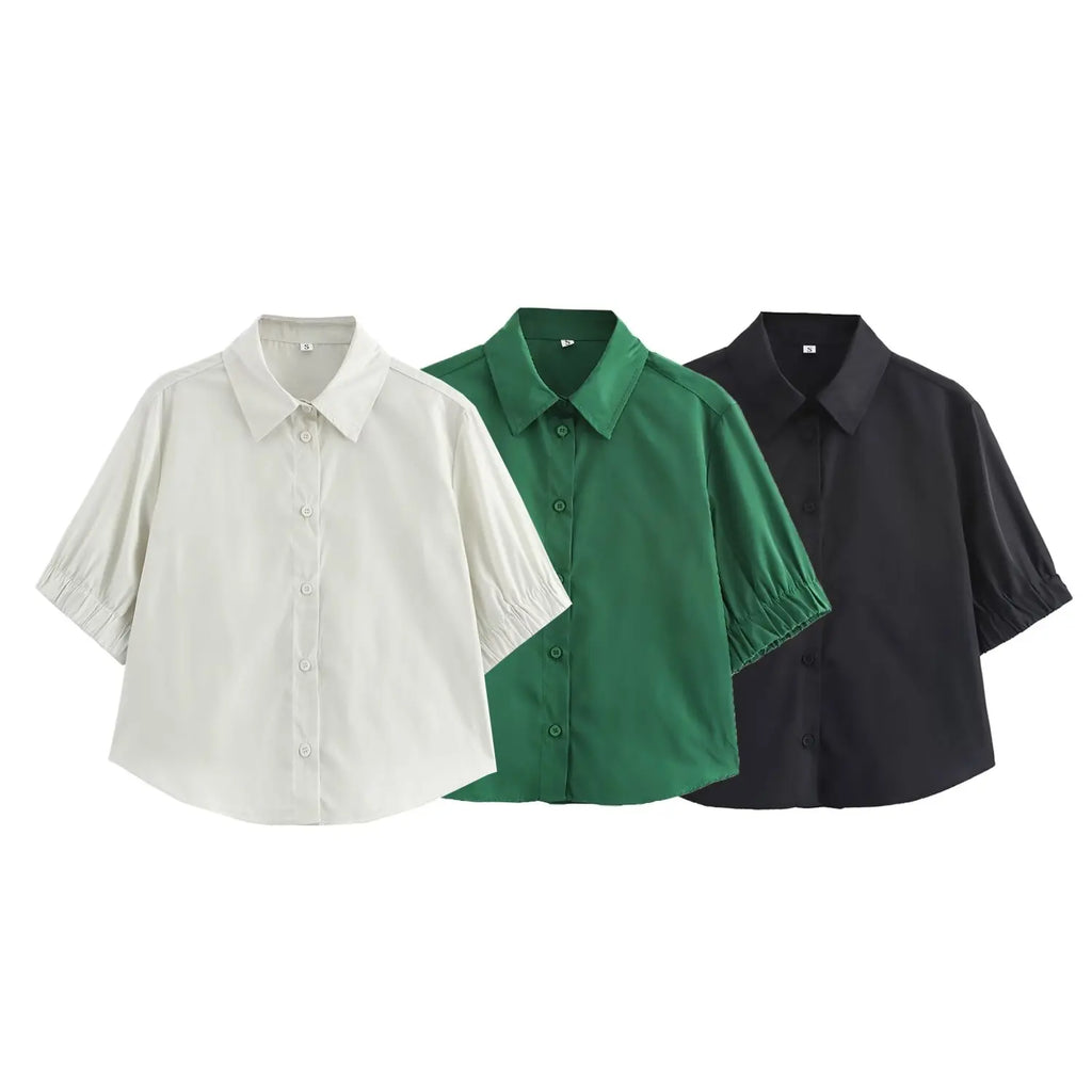 Women's Fashion Versatile Short Sleeve Collared Shirt and Long Dress Set with Elegant Design