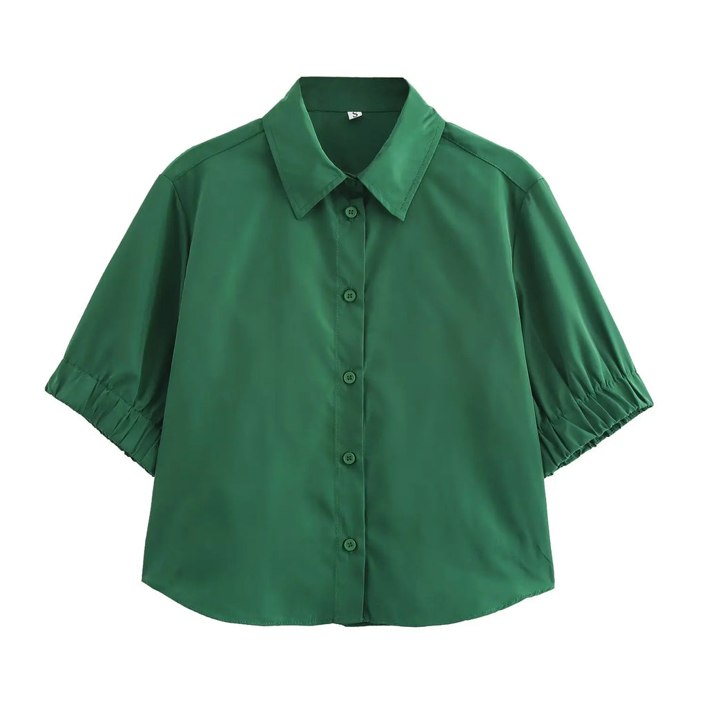 Women's Fashion Versatile Short Sleeve Collared Shirt and Long Dress Set with Elegant Design