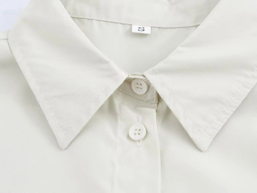 Women's Fashion Versatile Short Sleeve Collared Shirt and Long Dress Set with Elegant Design