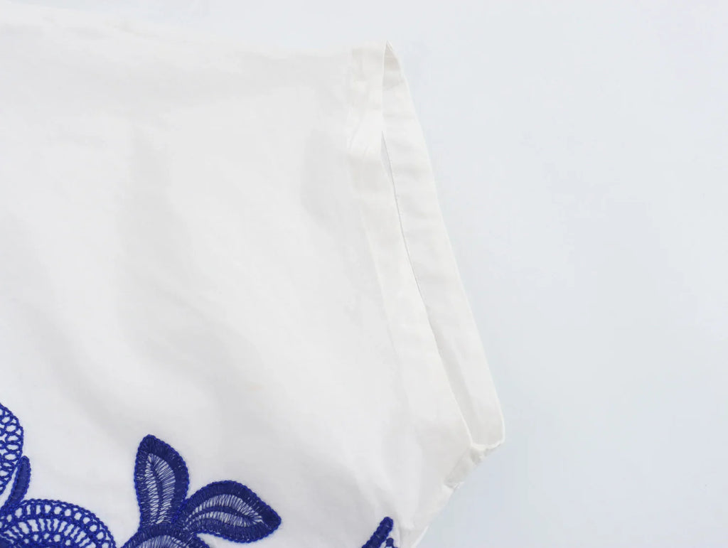 Casual Embroidered Contrast Shirt and Half Skirt Set for Women Stylish Autumn Outfit