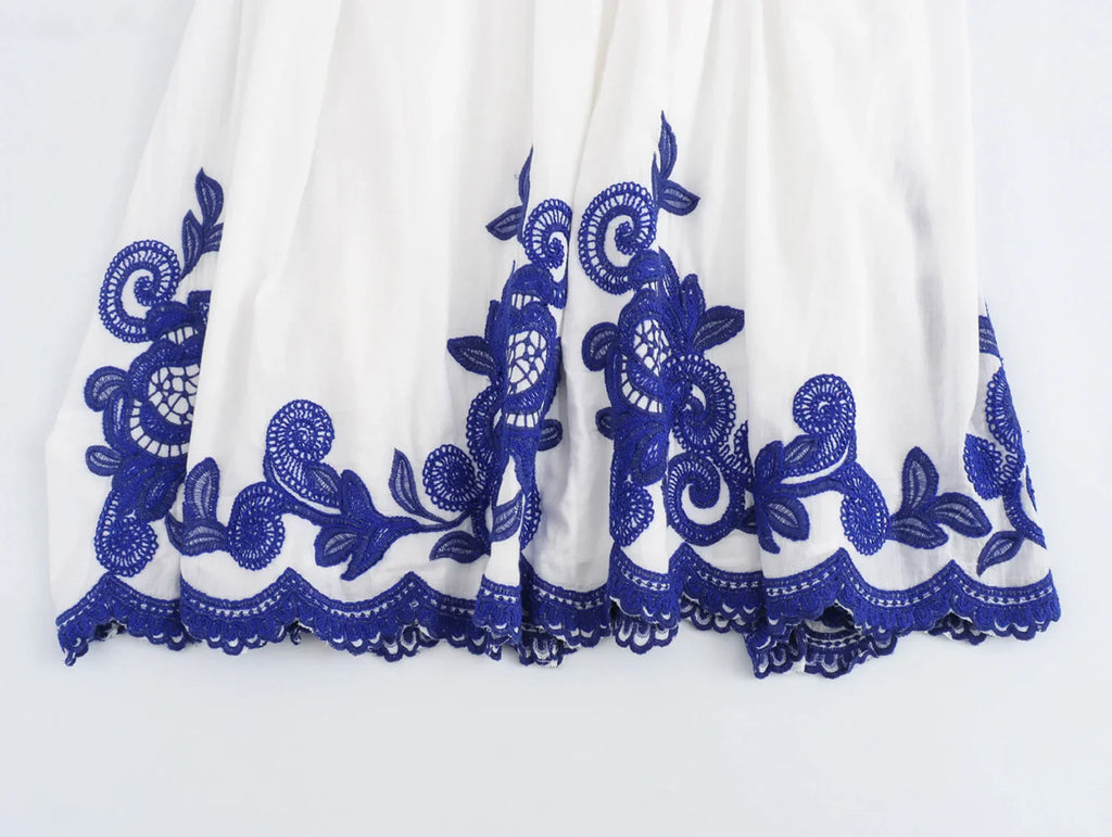 Casual Embroidered Contrast Shirt and Half Skirt Set for Women Stylish Autumn Outfit