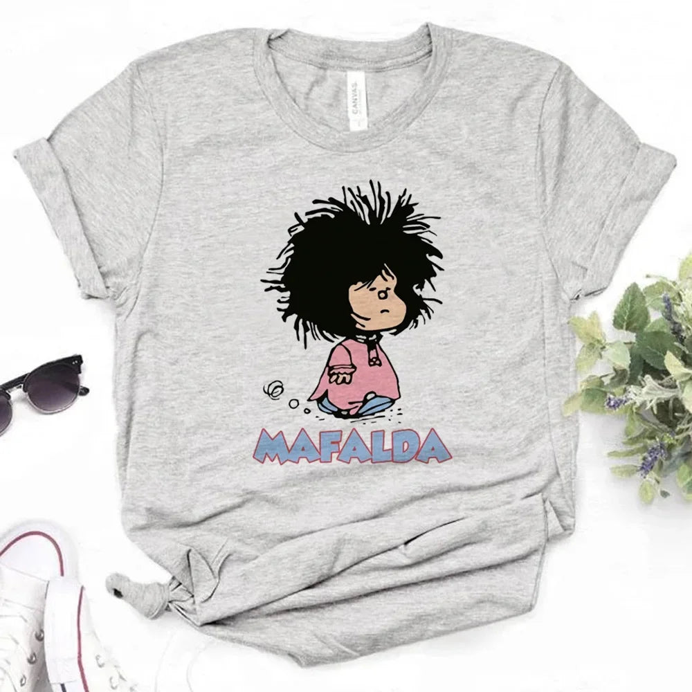 Mafalda Graphic T-Shirt for Women Casual Harajuku Manga Style Japanese Inspired Top Girl Clothing