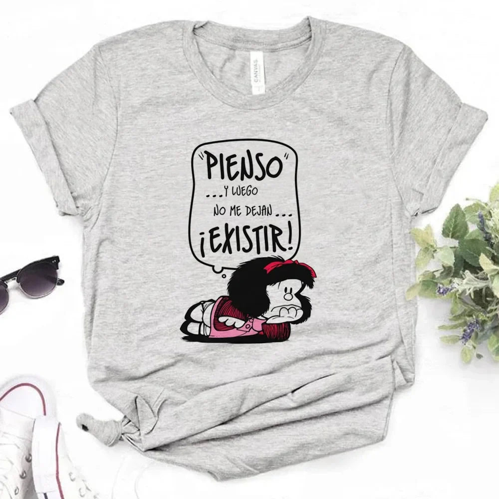 Mafalda Graphic T-Shirt for Women Casual Harajuku Manga Style Japanese Inspired Top Girl Clothing