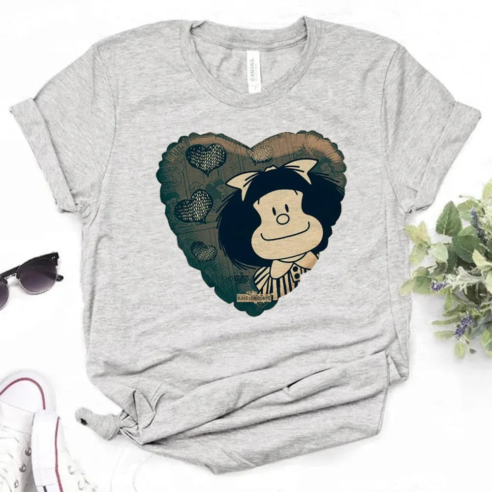 Mafalda Graphic T-Shirt for Women Casual Harajuku Manga Style Japanese Inspired Top Girl Clothing