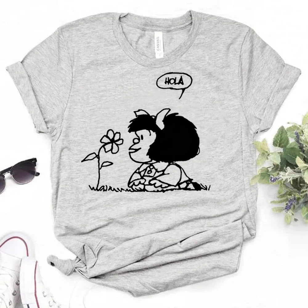 Mafalda Graphic T-Shirt for Women Casual Harajuku Manga Style Japanese Inspired Top Girl Clothing