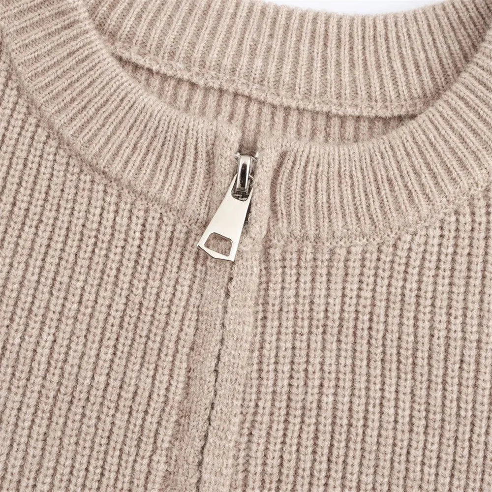 Women's Autumn Winter Casual Elegant Pit Striped Knitted Sweater and Half Skirt Set Slimming Fashion Ensemble for Office and Leisure Wear