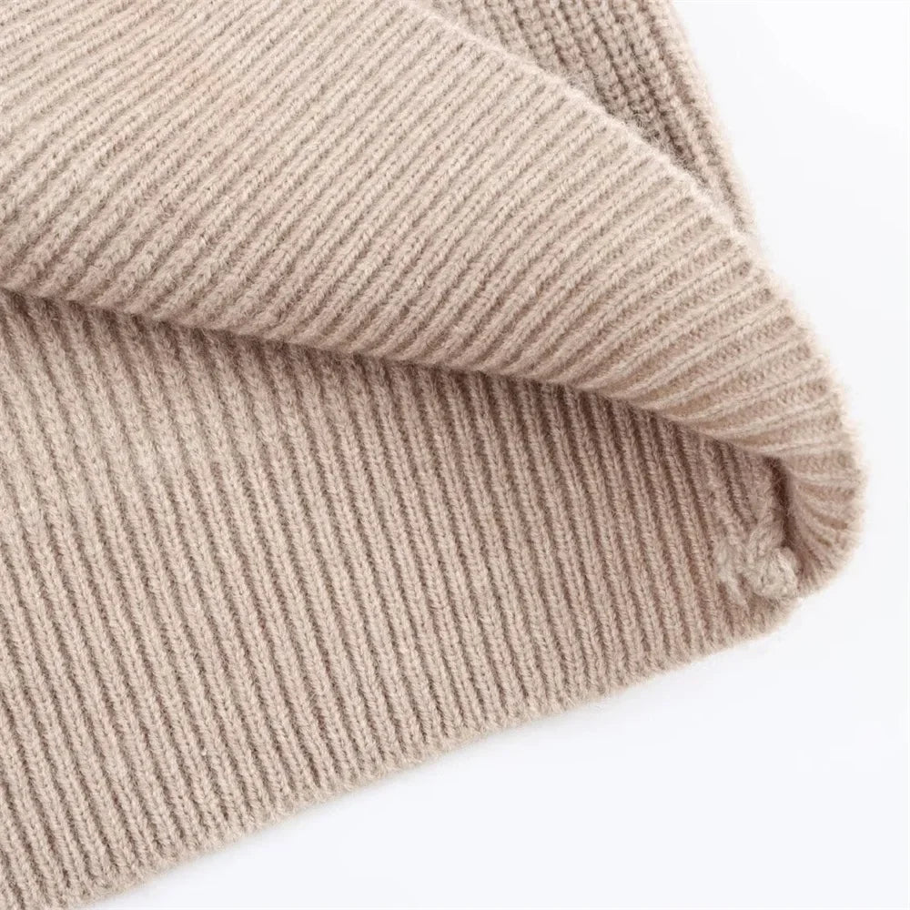 Women's Autumn Winter Casual Elegant Pit Striped Knitted Sweater and Half Skirt Set Slimming Fashion Ensemble for Office and Leisure Wear