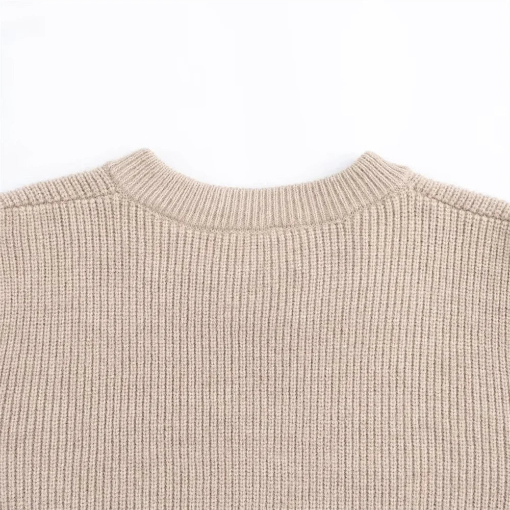 Women's Autumn Winter Casual Elegant Pit Striped Knitted Sweater and Half Skirt Set Slimming Fashion Ensemble for Office and Leisure Wear