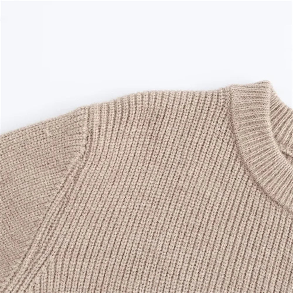 Women's Autumn Winter Casual Elegant Pit Striped Knitted Sweater and Half Skirt Set Slimming Fashion Ensemble for Office and Leisure Wear