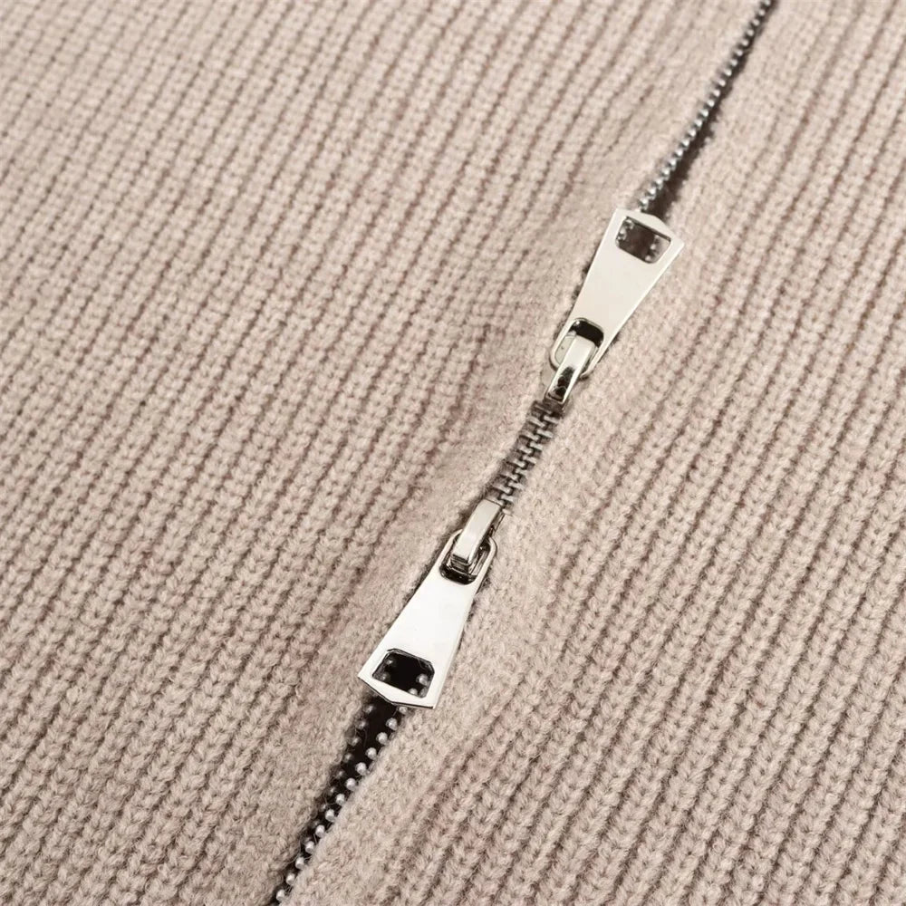 Women's Autumn Winter Casual Elegant Pit Striped Knitted Sweater and Half Skirt Set Slimming Fashion Ensemble for Office and Leisure Wear