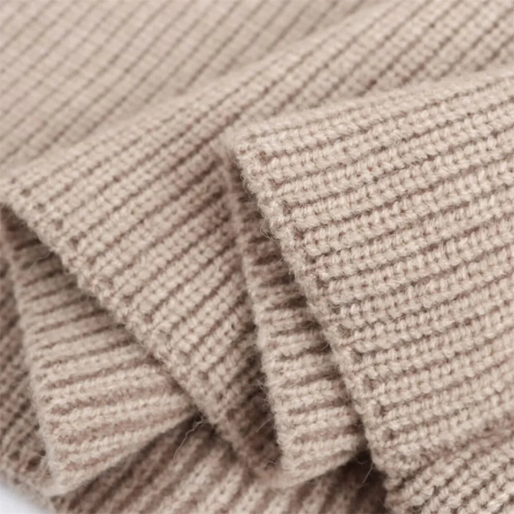 Women's Autumn Winter Casual Elegant Pit Striped Knitted Sweater and Half Skirt Set Slimming Fashion Ensemble for Office and Leisure Wear