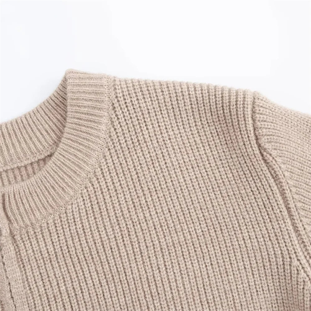 Women's Autumn Winter Casual Elegant Pit Striped Knitted Sweater and Half Skirt Set Slimming Fashion Ensemble for Office and Leisure Wear