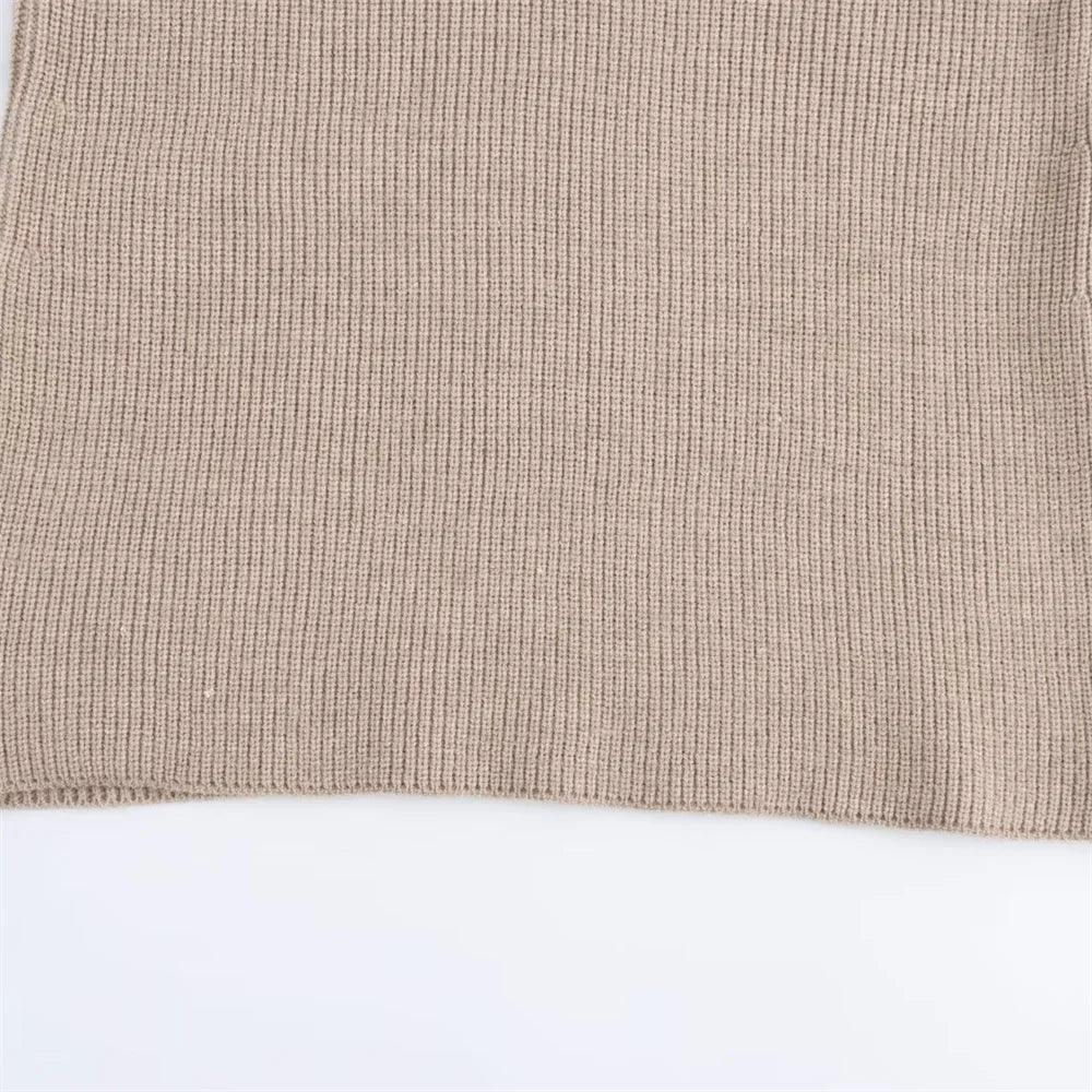 Women's Autumn Winter Casual Elegant Pit Striped Knitted Sweater and Half Skirt Set Slimming Fashion Ensemble for Office and Leisure Wear