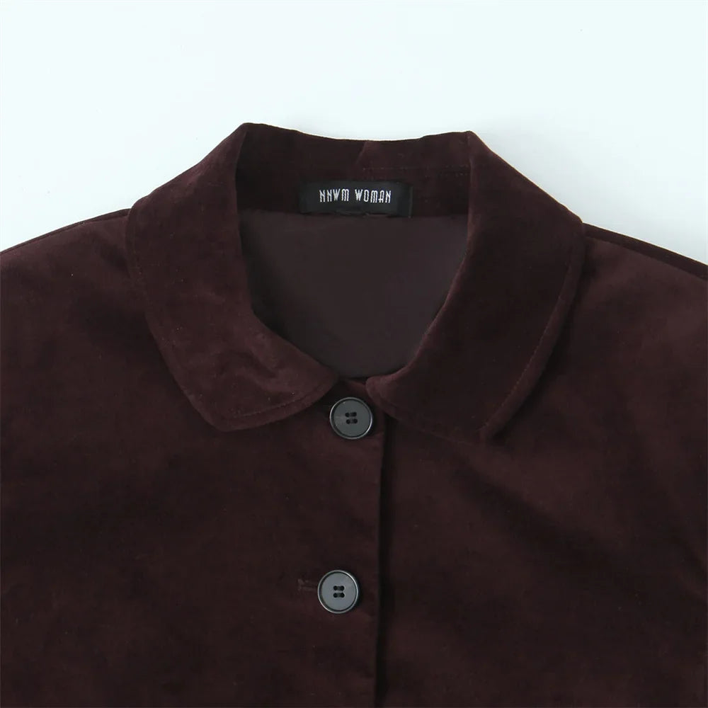 Elegant Velvet Long Sleeve Suit Jacket and Skirt Set for Women Casual Autumn and Winter Fashion Slimming Design