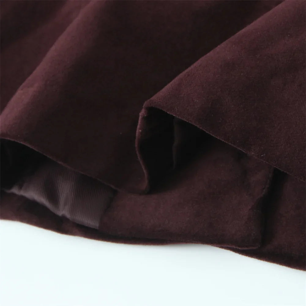 Elegant Velvet Long Sleeve Suit Jacket and Skirt Set for Women Casual Autumn and Winter Fashion Slimming Design