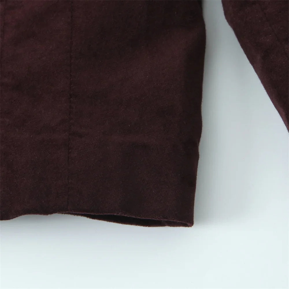 Elegant Velvet Long Sleeve Suit Jacket and Skirt Set for Women Casual Autumn and Winter Fashion Slimming Design