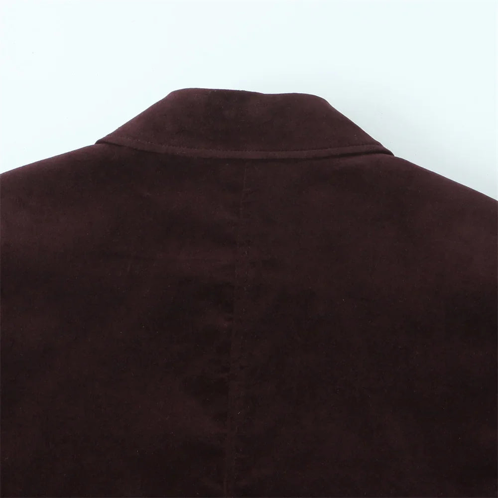 Elegant Velvet Long Sleeve Suit Jacket and Skirt Set for Women Casual Autumn and Winter Fashion Slimming Design