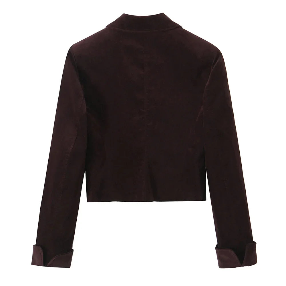 Elegant Velvet Long Sleeve Suit Jacket and Skirt Set for Women Casual Autumn and Winter Fashion Slimming Design