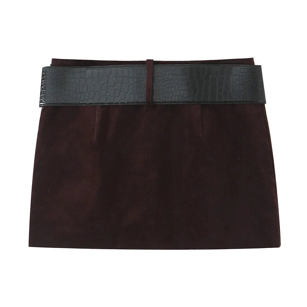 Elegant Velvet Long Sleeve Suit Jacket and Skirt Set for Women Casual Autumn and Winter Fashion Slimming Design