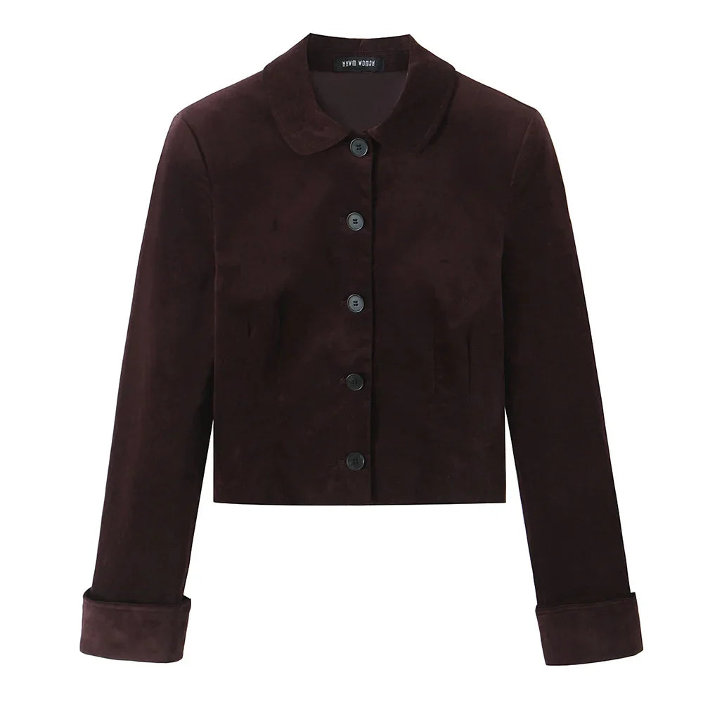 Elegant Velvet Long Sleeve Suit Jacket and Skirt Set for Women Casual Autumn and Winter Fashion Slimming Design