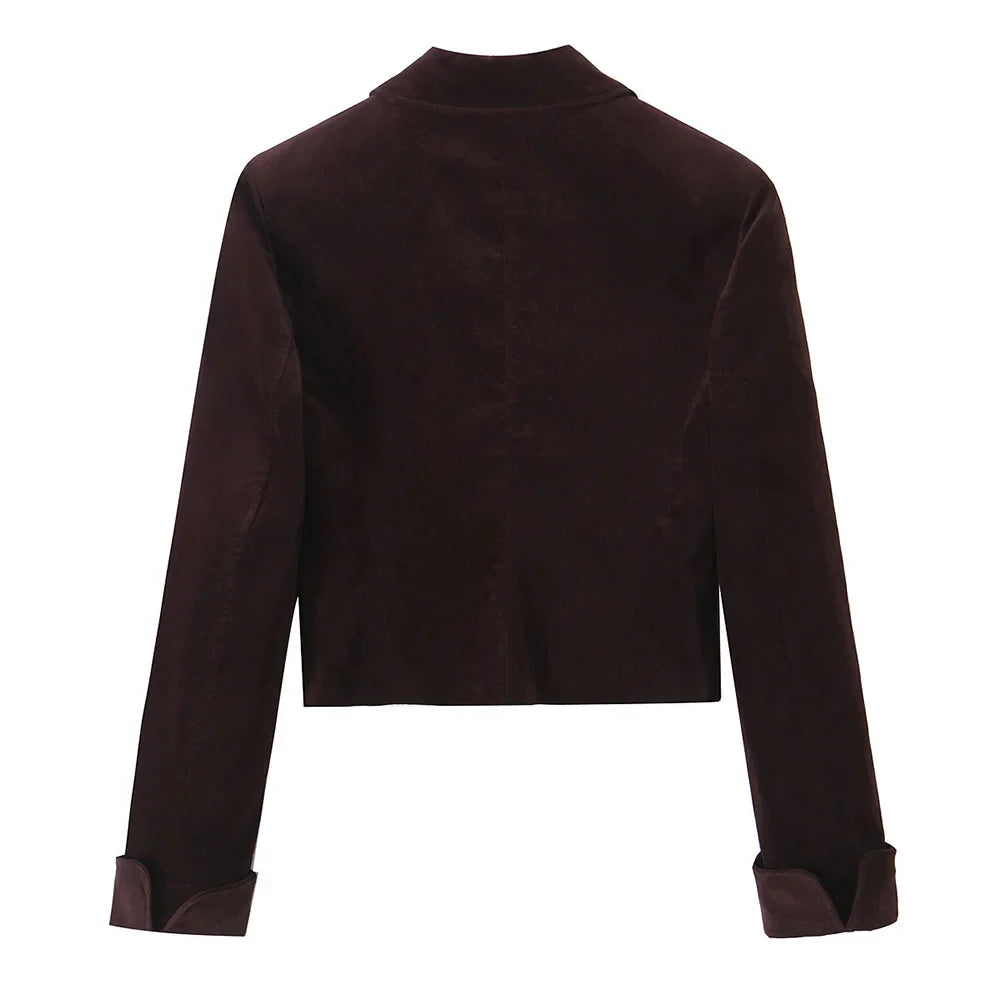 Elegant Velvet Long Sleeve Suit Jacket and Skirt Set for Women Casual Autumn and Winter Fashion Slimming Design