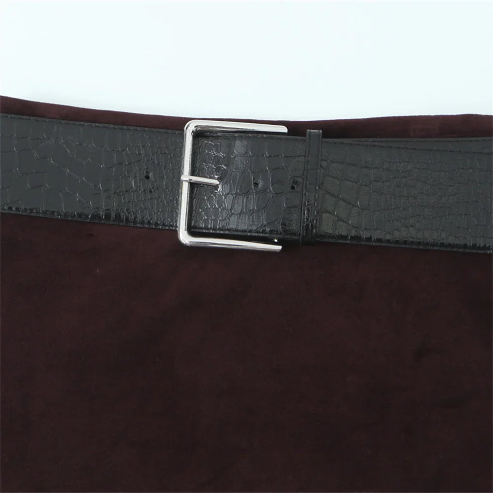 Elegant Velvet Long Sleeve Suit Jacket and Skirt Set for Women Casual Autumn and Winter Fashion Slimming Design