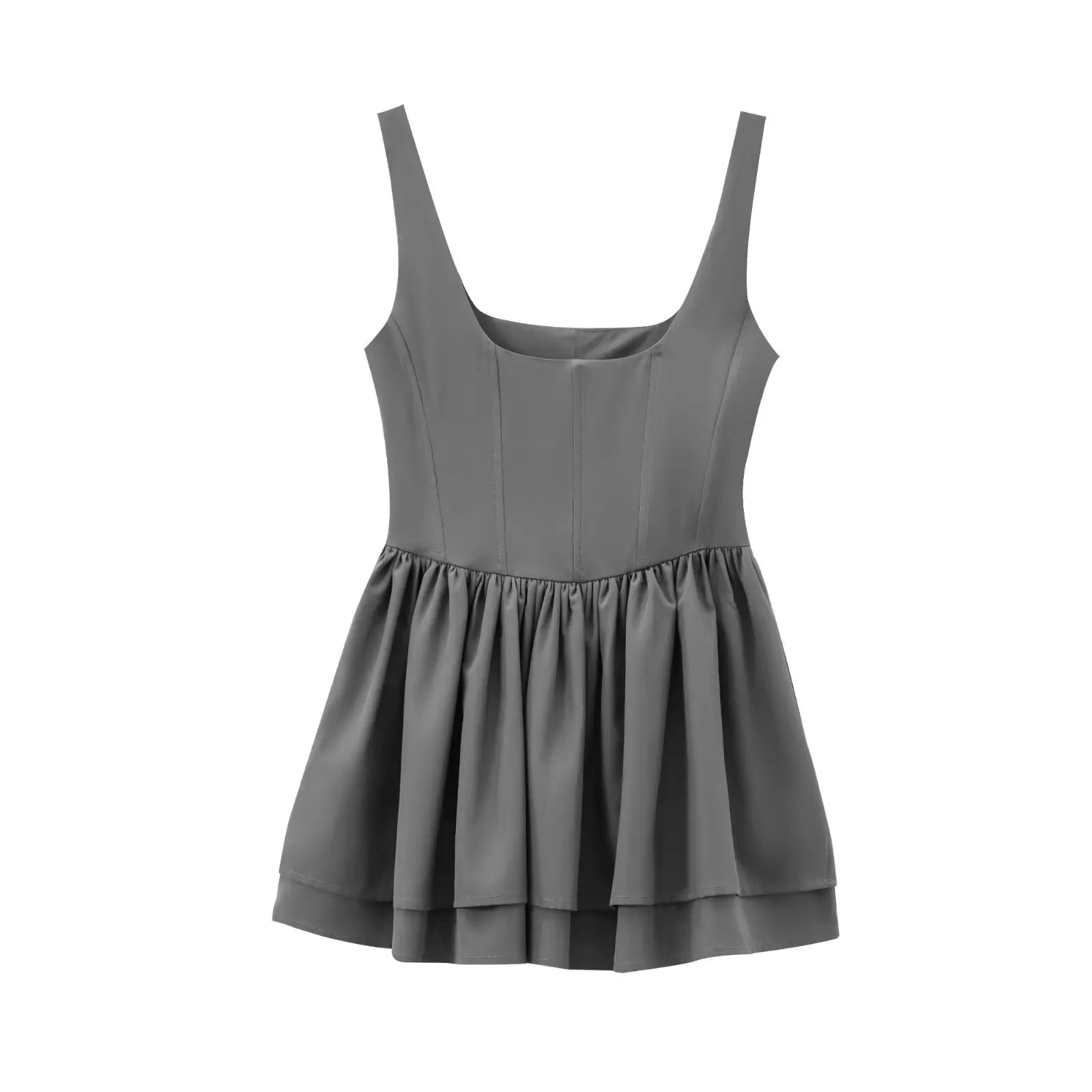 Chic Solid Sling Mini Dress for Women Square Collar Sleeveless Backless Evening Party Short Dress for Club and Night Out