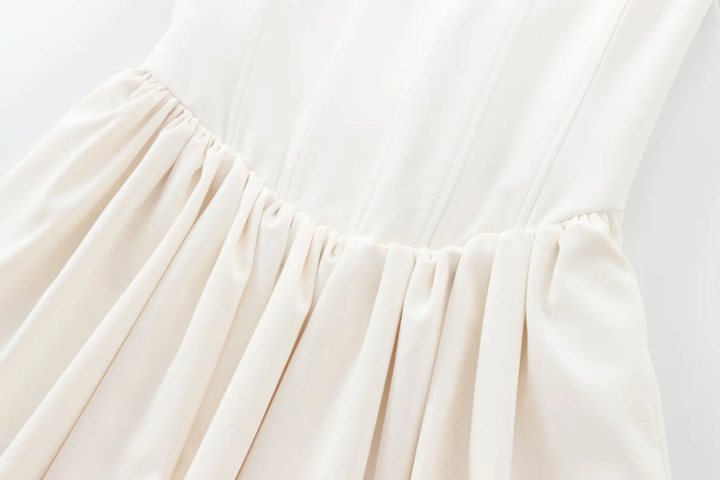 Chic Solid Sling Mini Dress for Women Square Collar Sleeveless Backless Evening Party Short Dress for Club and Night Out