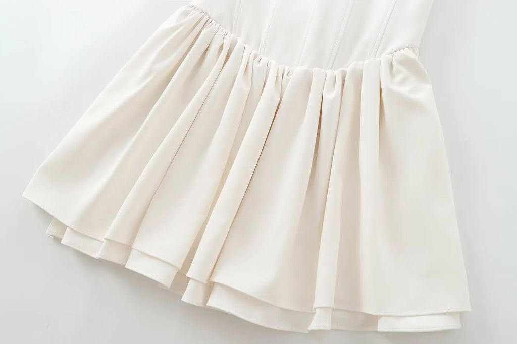 Chic Solid Sling Mini Dress for Women Square Collar Sleeveless Backless Evening Party Short Dress for Club and Night Out