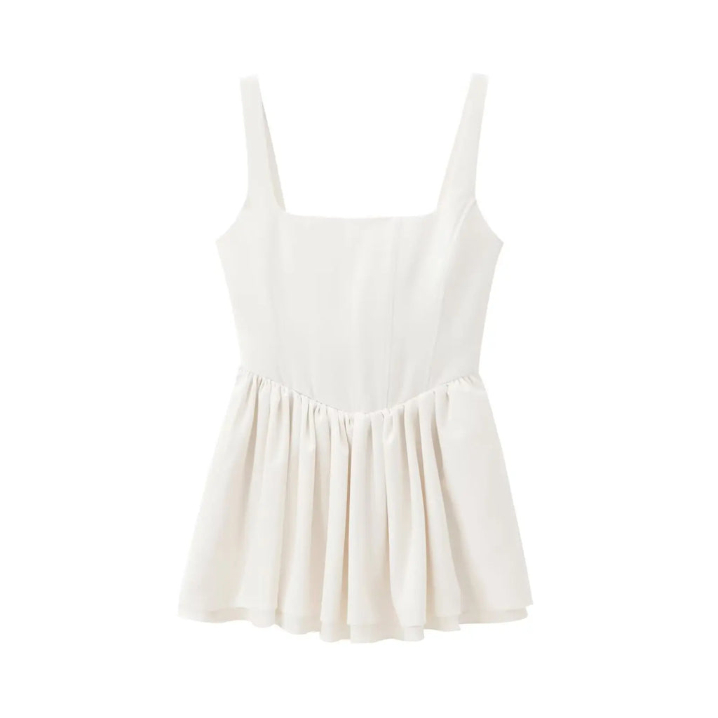 Chic Solid Sling Mini Dress for Women Square Collar Sleeveless Backless Evening Party Short Dress for Club and Night Out