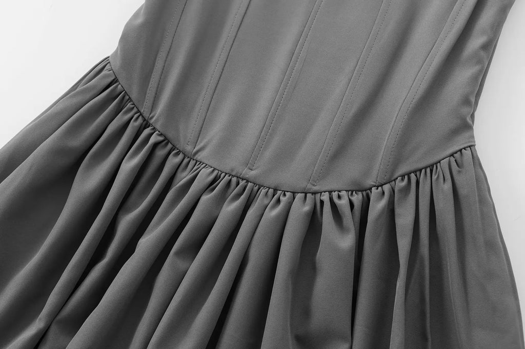 Chic Solid Sling Mini Dress for Women Square Collar Sleeveless Backless Evening Party Short Dress for Club and Night Out