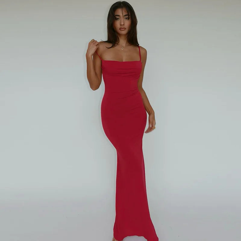 Elegant Sleeveless Backless Bodycon Maxi Dress for Women with Y2K Style Ideal for Prom, Parties, and Casual Occasions