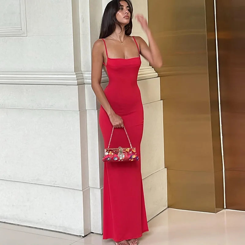 Elegant Sleeveless Backless Bodycon Maxi Dress for Women with Y2K Style Ideal for Prom, Parties, and Casual Occasions