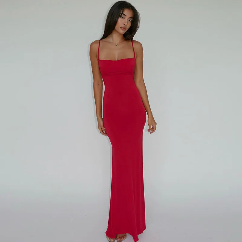 Elegant Sleeveless Backless Bodycon Maxi Dress for Women with Y2K Style Ideal for Prom, Parties, and Casual Occasions