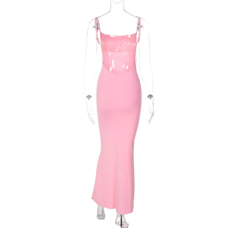 Elegant Sleeveless Backless Bodycon Maxi Dress for Women with Y2K Style Ideal for Prom, Parties, and Casual Occasions