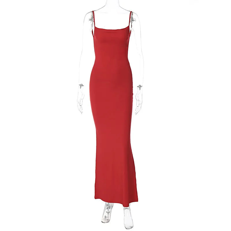 Elegant Sleeveless Backless Bodycon Maxi Dress for Women with Y2K Style Ideal for Prom, Parties, and Casual Occasions