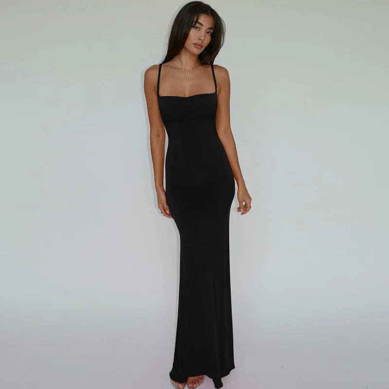 Elegant Sleeveless Backless Bodycon Maxi Dress for Women with Y2K Style Ideal for Prom, Parties, and Casual Occasions