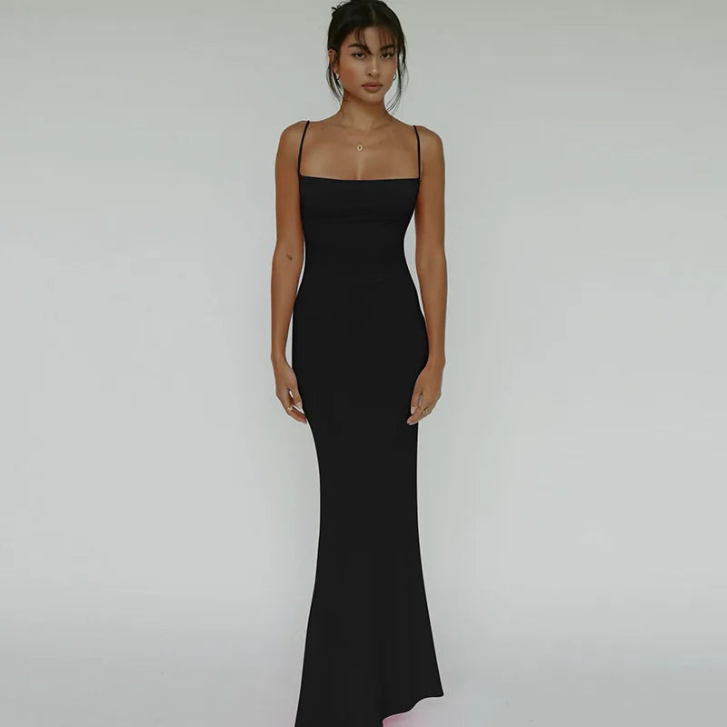 Elegant Sleeveless Backless Bodycon Maxi Dress for Women with Y2K Style Ideal for Prom, Parties, and Casual Occasions