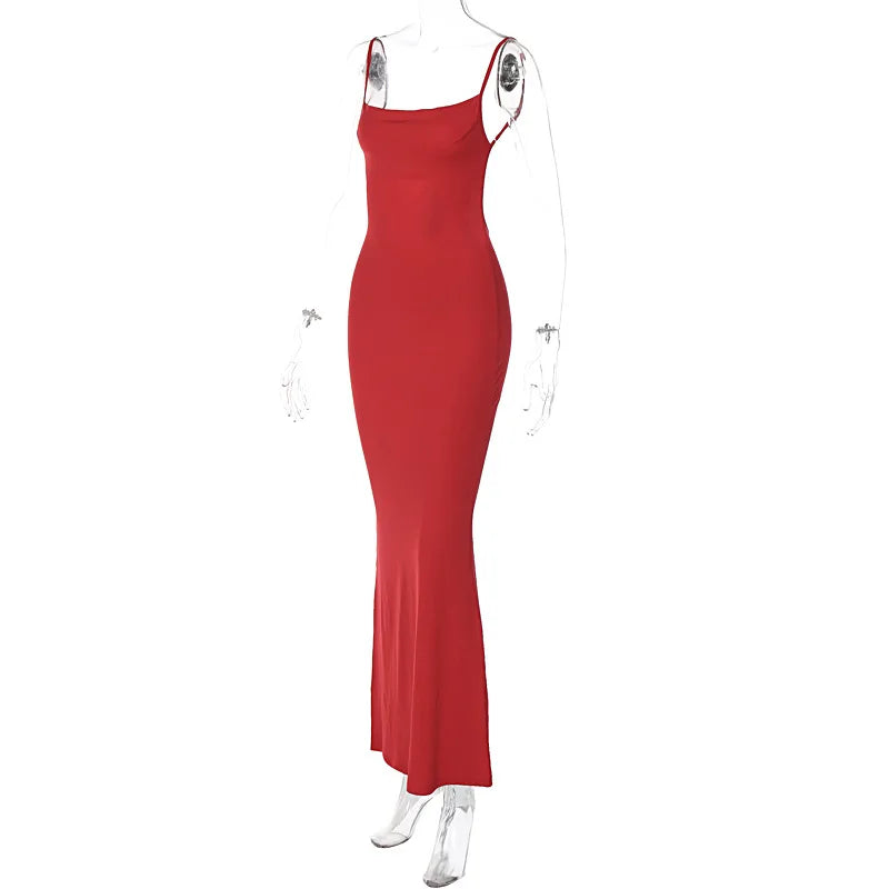 Elegant Sleeveless Backless Bodycon Maxi Dress for Women with Y2K Style Ideal for Prom, Parties, and Casual Occasions
