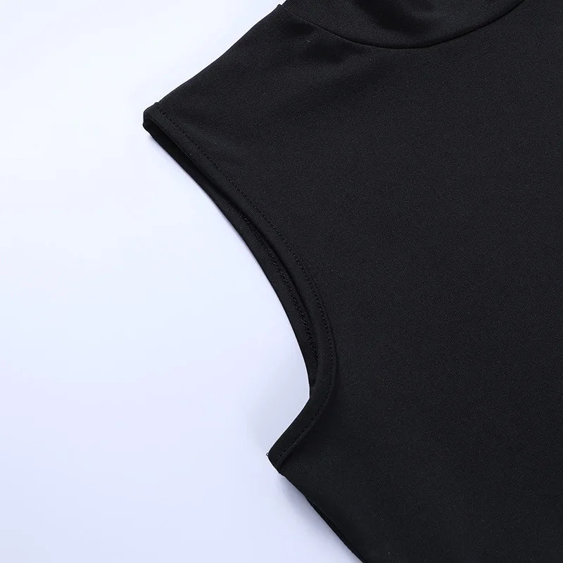 Elegant Black Sleeveless Bandage Dress for Women with Backless Tank Design, Sexy Skinny Fit for Club Parties and Summer Events