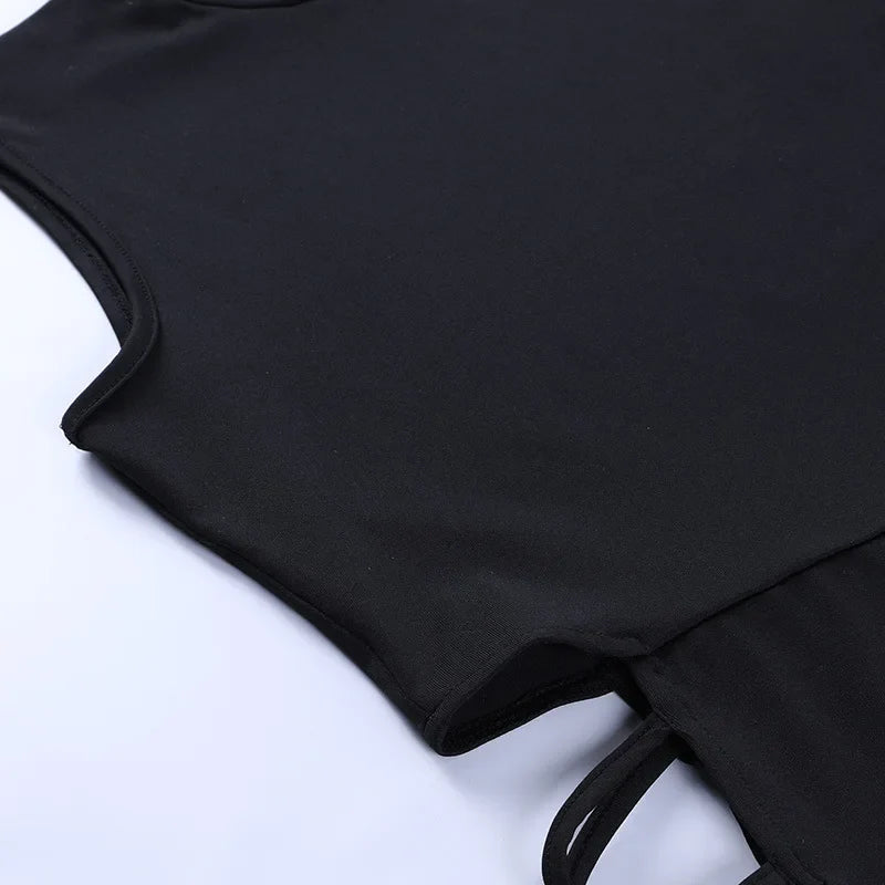 Elegant Black Sleeveless Bandage Dress for Women with Backless Tank Design, Sexy Skinny Fit for Club Parties and Summer Events