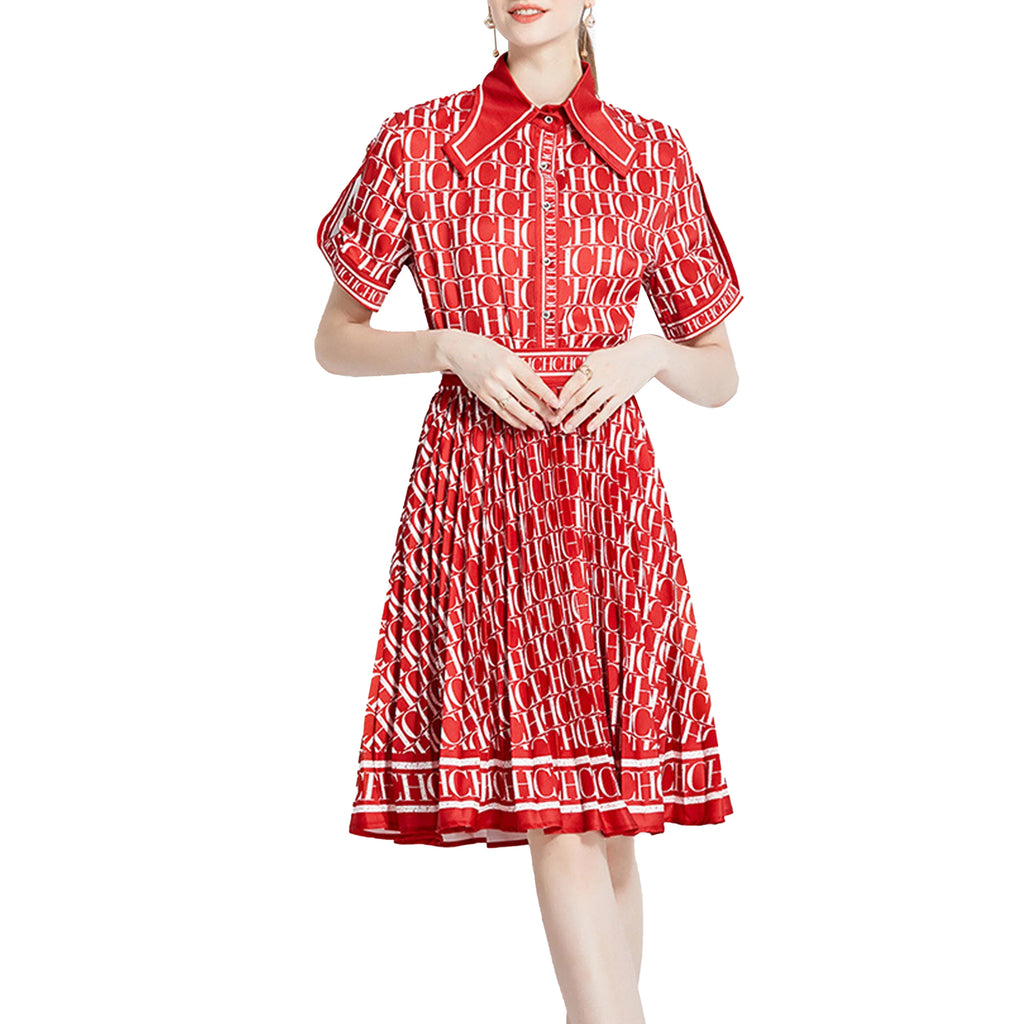 Women's Summer Dress Set Casual Short Sleeve Shirt with A-Line Pleated Skirt Stylish Two-Piece Outfit for Everyday Wear