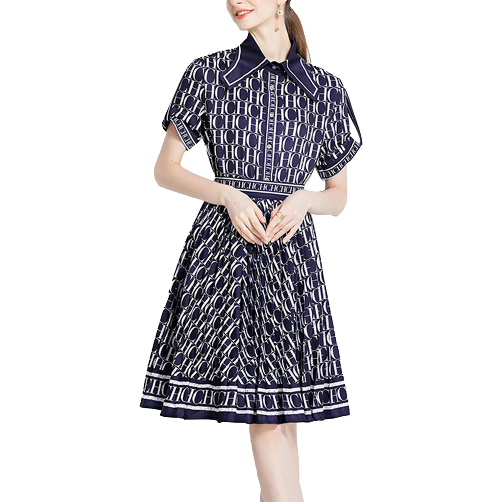 Women's Summer Dress Set Casual Short Sleeve Shirt with A-Line Pleated Skirt Stylish Two-Piece Outfit for Everyday Wear